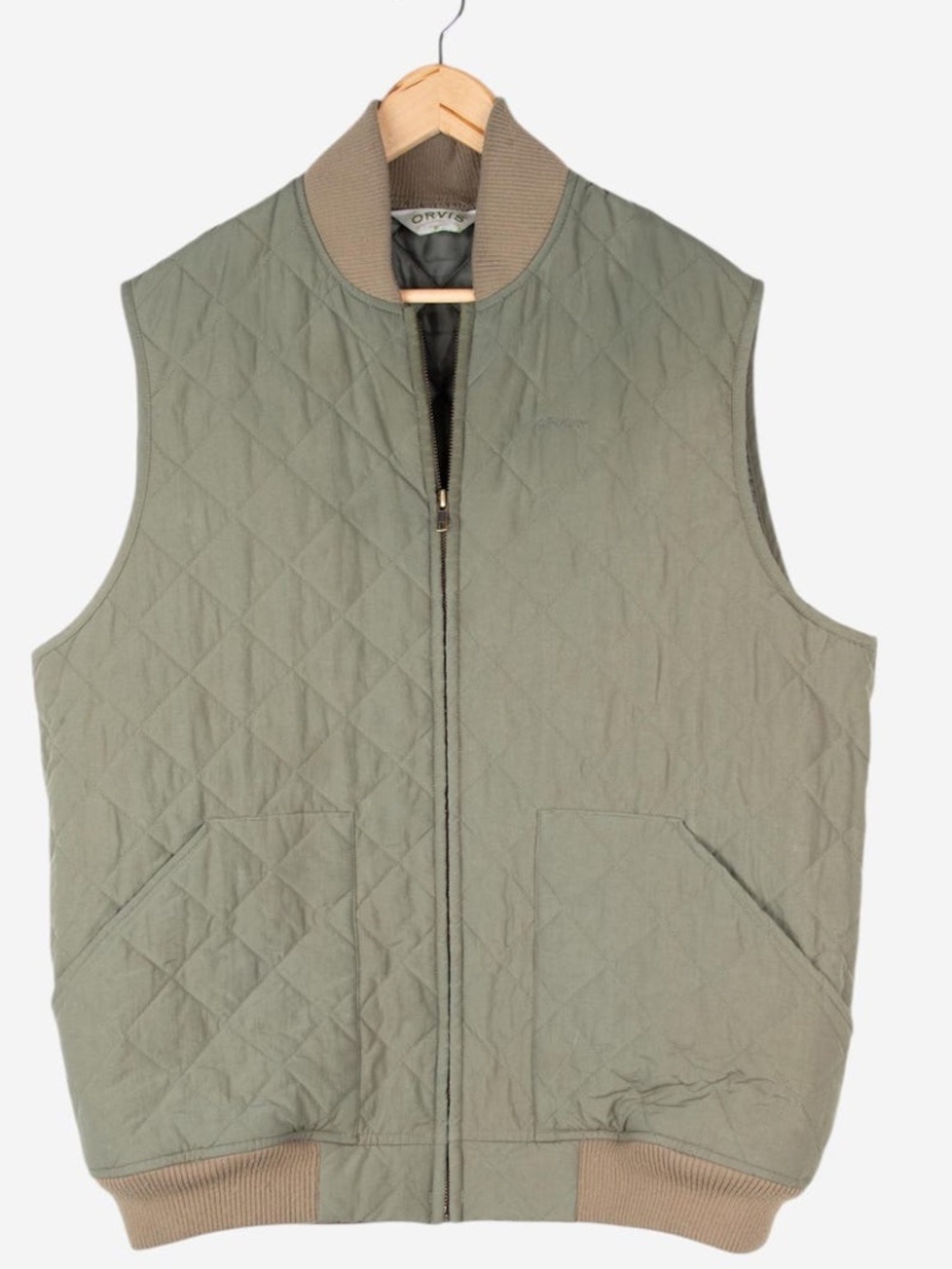 vintage y2k green orvis quilted zip up outdoors puffer vest size xl